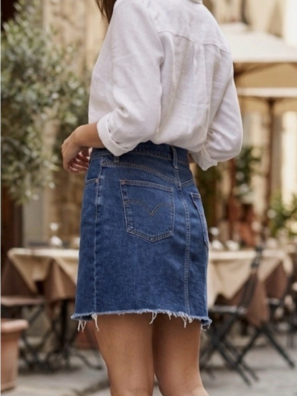 GAP Classic Blue Denim Mini Skirt with Raw Hem